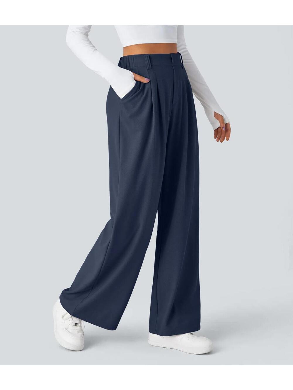 HALARA High Waisted Pocket Wide Leg Waffle Work Pants Size XL image 3